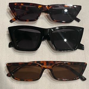 THREE NEW Fashion Sunglasses Cat Eye Thin Thick Tortoise Black SHEIN